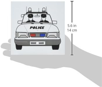 Carro da polícia com 2 policiais - cartão de felicitações, 6 x 6 polegadas, solteiro
