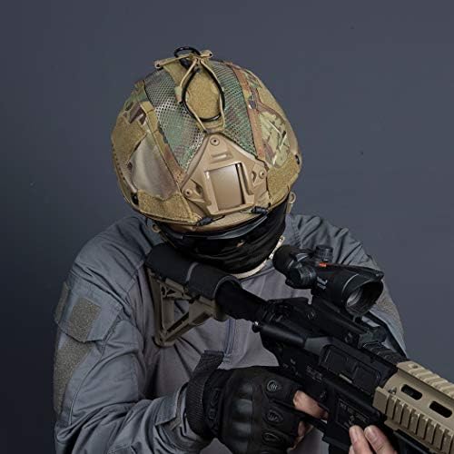 Tampa do capacete tático idogear com bolsa traseira de bateria para tamanho rápido do capacete m/l & l/xl de caça militar