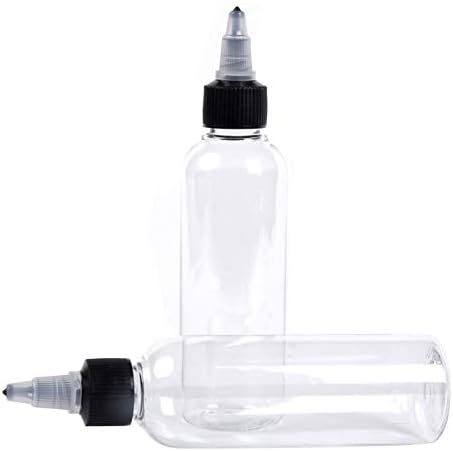 Feoowv 24 Pack Dispensando garrafas com tampa de torção preta, garrafas de aperto de plástico multifuncionais para tintas, pigmentos, cola, tinta, líquido, molhos e assim por diante