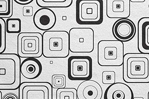 Toalha de tapete de ioga abstrata de Ambesonne, quadrados monocromáticos e círculos de formas geométricas Padrão Retro