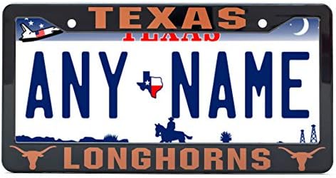 EliteAuto3k Texas Longhorns Placa de placa Tampa - preto - 12,25 x 6,25 - Presente ideal para fãs e apoiadores de esportes