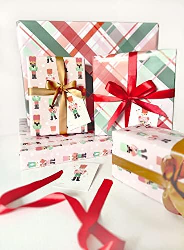 Papel de embrulho de Natal para meninas - Conjunto de papel de embrulho de Natal rosa com 27 x 39 de papel de embrulho de quebra