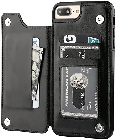 OT Onetop iPhone 7 Plus iPhone 8 Plus Caixa de carteira com porta -cartas, caça de cartas de kickstand de couro PU Premium, fecho magnético duplo e tampa durável à prova de choque de 5,5 polegadas