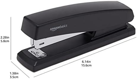 Gaperador básico da com 1250 grampos, grampeador de escritório, capacidade de 25 folhas, não deslizamento, preto
