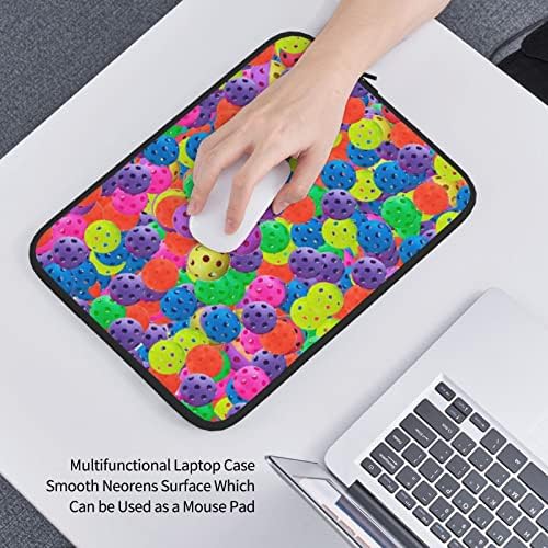 Bolas de pickleball Colorias Padrão para laptop Saco pequeno, tecido impermeável durável, bolsa de laptop de 13/15 de polegadas,