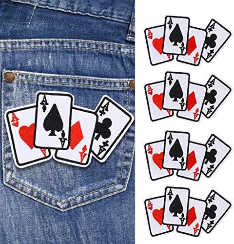 Ferro em adesivo, acessórios para roupas de jogo de cartas, adesivo de tecido de camiseta DIY 5pcs Pater de poker