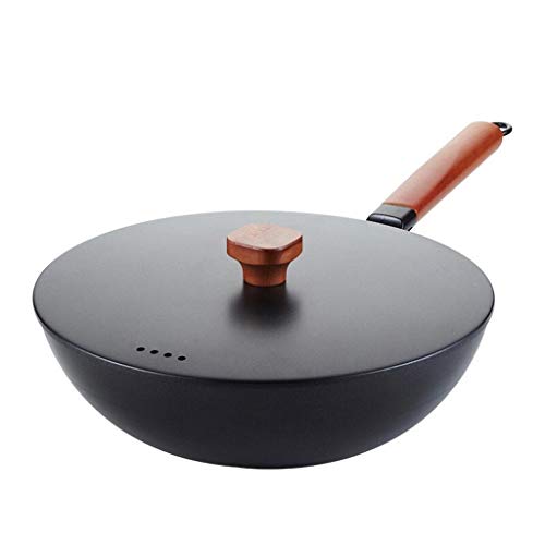ZYZMH PAN de ferro de 30 cm de idade não revestida ferro fundido à moda antiga de ferro antiquado Indução de ferro fogão a gás para pig Iron wok home