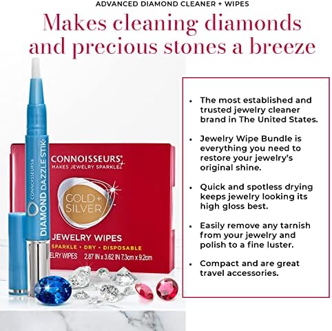 Conhecedores Diamond Dazzle Stik - Limpador de diamante portátil para anéis e outras jóias - traga o brilho em suas preciosas pedras