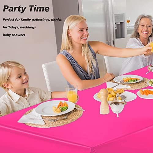 Caixa de mesa de plástico rosa quente 4 Pacote de mesa de plástico descartável Tabela de pano de festa Tampa da festa Meninas Roupas