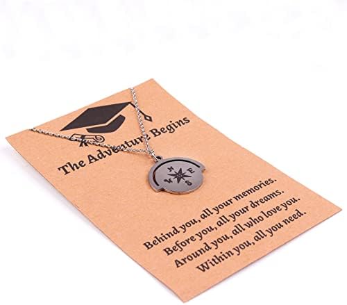 Colorido bling 2023 bússola graduação colar ajustável com presentes de cartões de desejo para seus presentes de pós -graduação