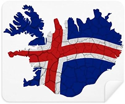 Mapa Islândia Bandeira Limpeza de padrões de pano Limpador de tela 2pcs tecido de camurça