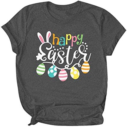 Happy Páscoa Mulher Camisa Funny Bunny ovos letra de férias impressas camiseta de manga curta redonda solta Camiseta