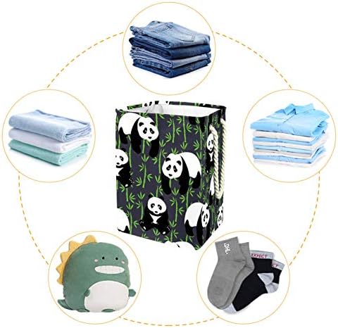 Deyya Panda Caskets de lavanderia cinza cesto de altura dobrável para crianças adultas meninos adolescentes meninas em quartos banheiro 19.3x11.8x15.9 em/49x30x40.5 cm