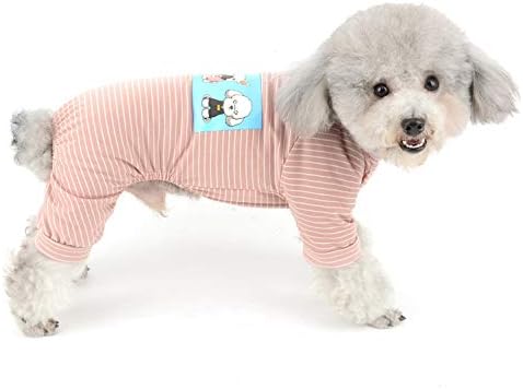 Selmai Pet Pijamas listrado para cães pequenos cachorros de algodão pjs macacão cachorrinho sono macio use chihuahua roupas rosa s