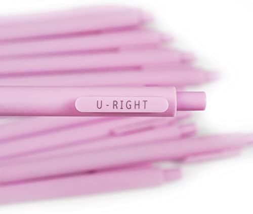U-Right 12 PCs Pink Canetas de tinta de gel retrátil rosa 0,5 mm de tinta preta