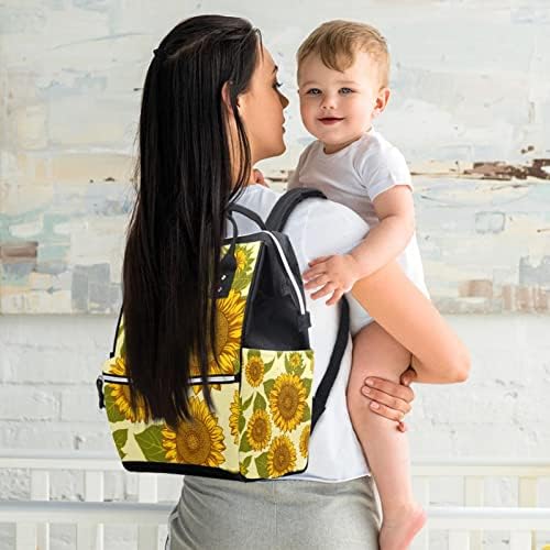 Sunflower Amarelo Flor Helianthus Backpack Backpack Baby Baby Mudando Bolsas de Múltiplas Funções Bolsa de Viagem de Capacidade de Grande