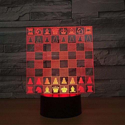 Jinnwell 3D de xadrez lâmpada leve ilusão Night Light 7 Cores Alteração do toque Touch mesa de mesa Lâmpadas de decoração de acrílico Base abdômen USB brinquedo