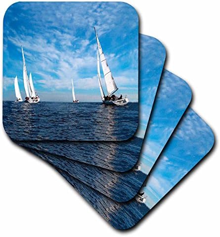 3drose cst_1248_4 barcos de vela montanhas -russas de azulejos, conjunto de 8