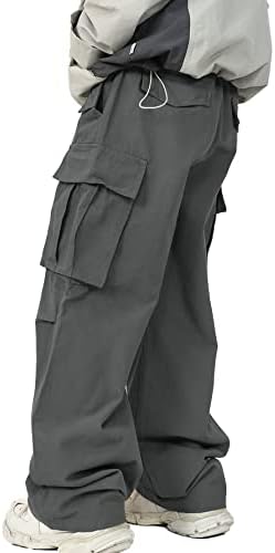 Verdusa de bolso masculino Canda elástica de cordão larga calças de carga larga de pernas largas