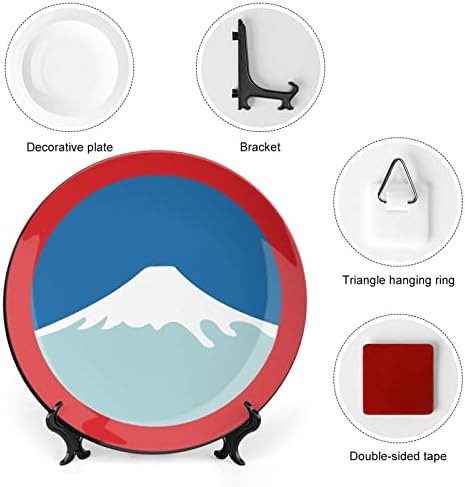Japão Flag do Monte Fuji O osso engraçado China Decorativa Placas redondas Cerâmica Craft With Display Stand for Home Office Wall