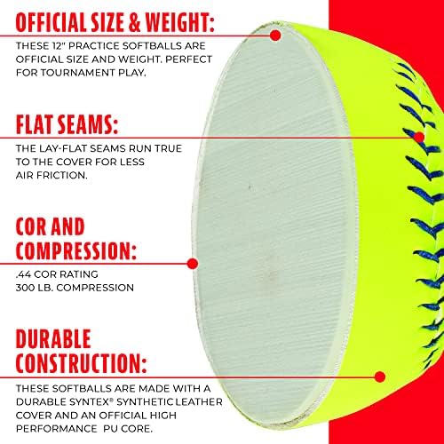 Franklin Sports Size Official Softballs - 12 Softballs - SlowPitch Tournament Softballs - Ótimo para a prática + Treinamento - Tamanho oficial + Peso - 1 pacote