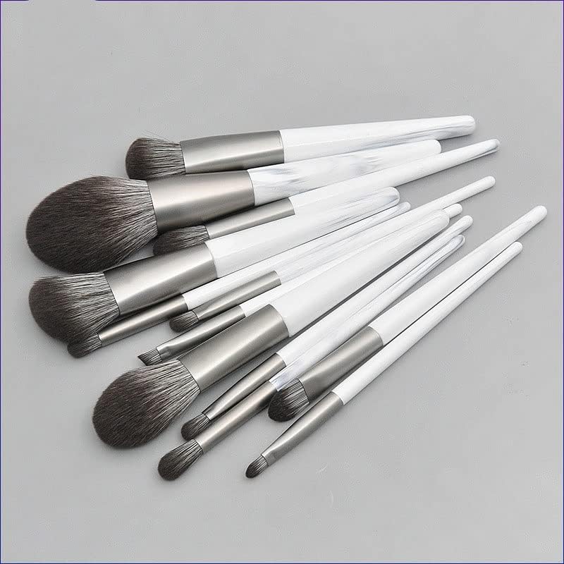 N/A 12 peças de pincel de maquiagem de maquiagem de madeira cônica, tinta e escova de pó de mármore, ferramenta de maquiagem