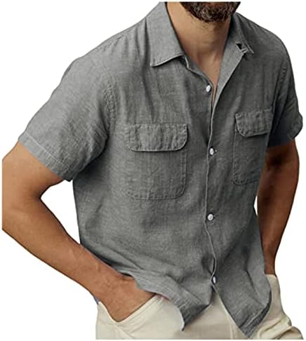 Camisas florais havaianas masculinas de manga curta de manga curta, camisa de pesca de algodão regular de algodão