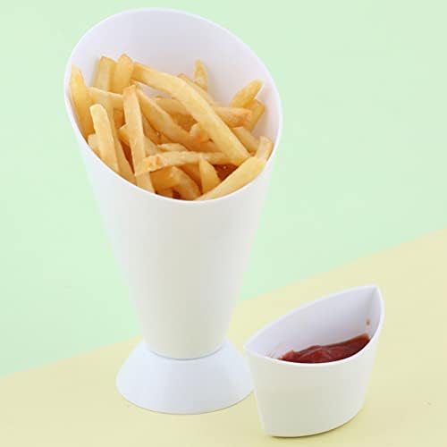 Conjunto Dadamong de 2 Fries Fries Cup Titular Reutiliza Cone de Plástico Ketchup Salada de Salada Bigs 2 em 1 Frito Fry Cone