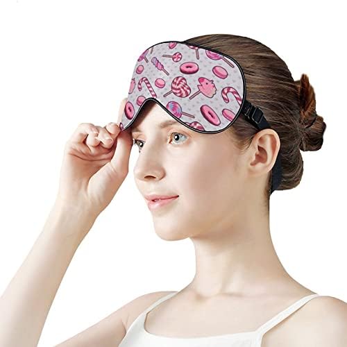 Doces rosa com corações máscaras oculares sono de olhos vendados com bloqueios de cinta ajustável Blinder leve para viagens para dormir ioga na soneca