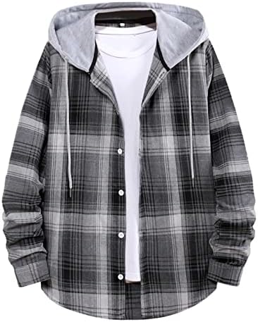 Lista curta Homens, outono e inverno, camisa xadrez casual de manga comprida camisa de blusa de colarinho de colarinho comprido camisas grandes