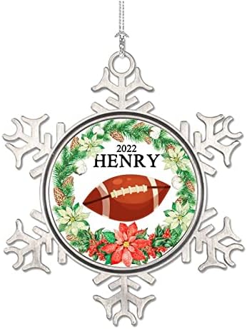 Wreath Football Um tamanho, futebol personalizado de coroa de flores com chapéu de santa ornamentos de metal de floco de neve para árvore de natal árvore de natal