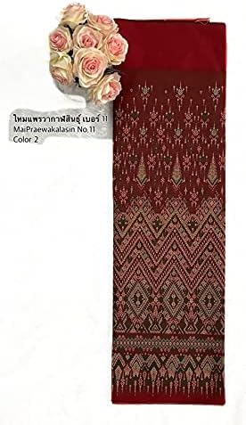2 jardas tailandês praewa kalasin seda n11 algodão tailandês padrão tradicional tecido de tecido para roupas tailandesas adequadas