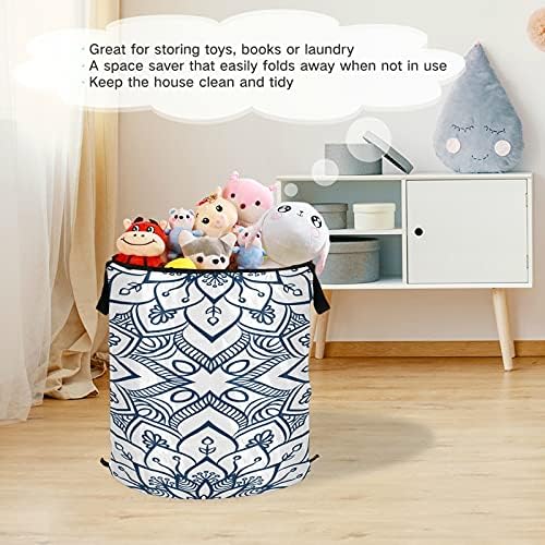 Xigua Otomano Pattern Popup Laundry Tester, cesta de roupas sujas portáteis dobráveis ​​com tampa com zíper, cesto de roupas sujas para quarto, quarto de crianças, dormitório