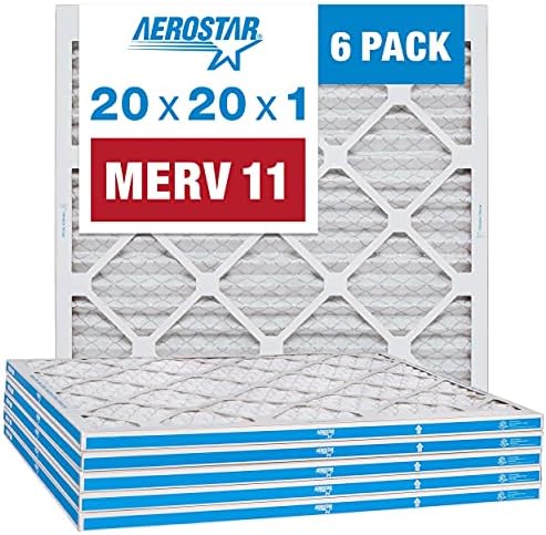 Aerostar 20x20x1 Merv 11 Filtro de ar plissado, filtro de ar do forno CA, 6 pacote e 12x12x1 Merv 8 Filtro de ar plissado, filtro de ar do forno CA, 6 pacote