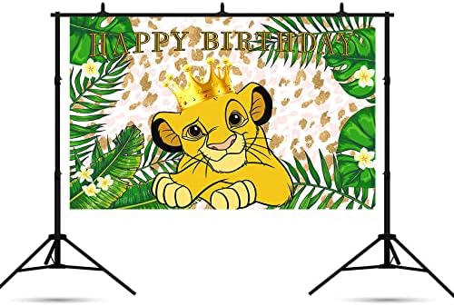 Sopak, o cenário do rei Leão, para decorações de festas de aniversário, fundo selvagem de selvagem para suprimentos para decorações de mesa de bolo de chá de bebê, The Lion King Theme Banner, 5x3 pés, verde, tamanho único