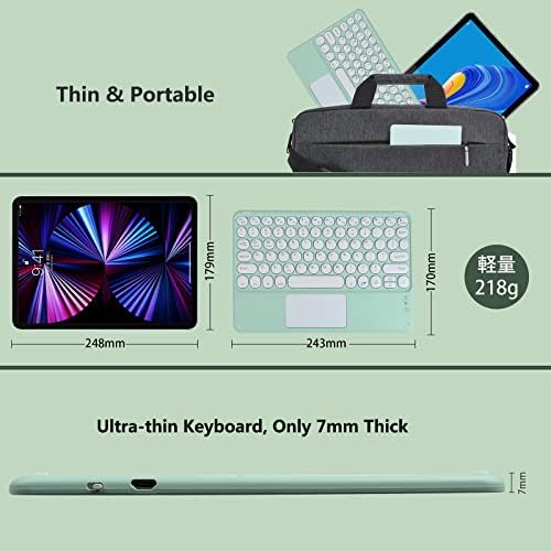 Angsheng iPad Pro 10 polegadas Bluetooth Teclado, teclado sem fio Ultra-Slim portátil com trackpad, bateria recarregável embutida-verde