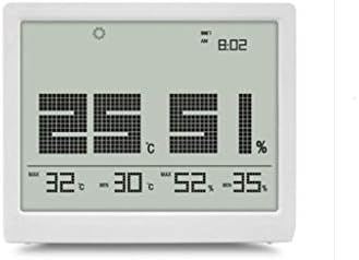 XJJZS Higrômetro do termômetro interno, medidor de umidade de temperatura com mini relógio digital de mesa, iluminação