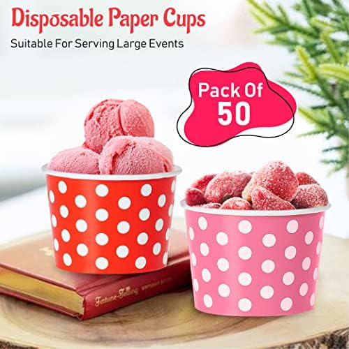 Tigelas de sorvete de papel-Polinhas de 50 onças de 8 onças 5 cores, tigelas de sobremesa descartáveis ​​para comida quente