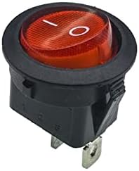 Interruptor do balancim 10pcs/lote kcd1-102 redonda 23mm botão vermelho spst 2pin snap-in/off position snap boat rocker interruptor 6a/250v cobre