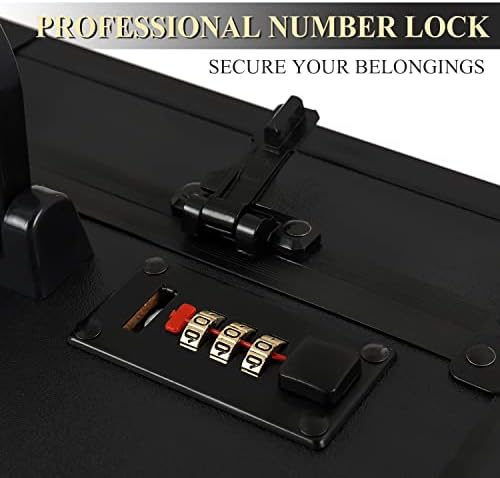 KinglionsCase Barber Caso Clipper Bag preto, caixa de ferramentas de kit de cabelos Organizador de alumínio com alça portátil e Numlock seguro para tesoura, Clippers, suprimentos de barbeiro 15,8 x 11 x 6,5