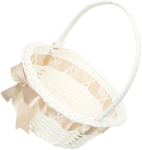 JoJofuny Wedding Flower Basket Ribbon 2pcs cesta de piquenique de vime com alças de vime de pão de pão de pão de pão de pão