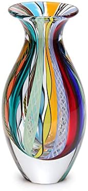 Cá d'Oro Small Glass Vaso de vaso de vidro hippie bastões coloridas de mão sopro de vidro de arte no estilo Murano para decoração