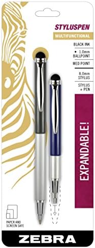 Caneta esferográfica telescópica de caneta zebra caneta, ponto médio, 1,0 mm, tinta preta, cano cinza, 1 contagem