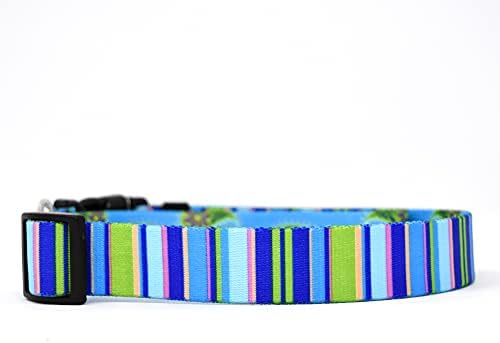 Projeto de cão amarelo listras azuis ez-grip cão coleira com alça de conforto 3/4 de largura e 5 'de comprimento, pequeno/médio