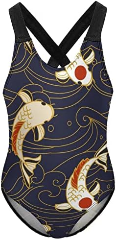 Japão Koi Fish Girl's One Piece Swimsuit Swimshith Bathing maieira seca traseira traseira roupas de banho