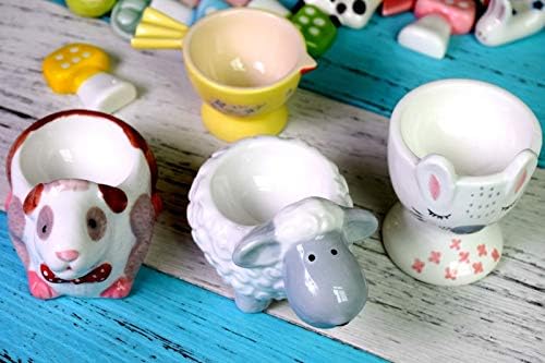 Formato de animal Rabbit lavável Cerâmica Cup de ovo por cilador de ovos cozidos Recipiente de ovos para café da manhã Adultos