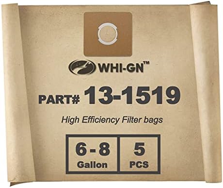 WHI-GN 13-1519 Sacos de filtro descartáveis, compatíveis com aspiradores Stanley de 6-8 galões de úmido/seco SL18016 SL18017