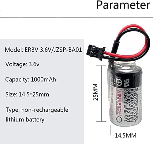 JZSP-BA01 ER3V 3.6V 1000MAH PLC Bateria de lítio para Toshiba ER3V/3.6V com plugue