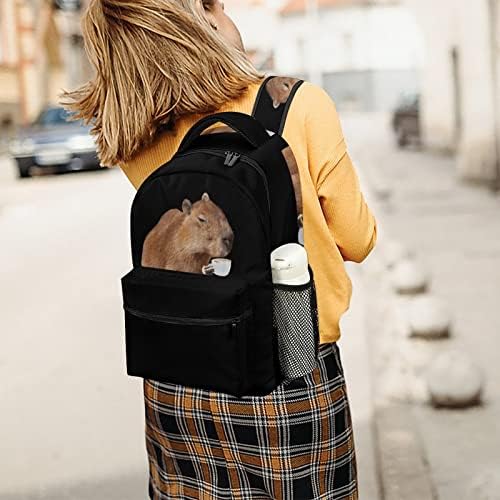 Capybara tomando mochila para meninos e meninos, de 16 polegadas de 16 polegadas Teens College Laptop Saco de viagem