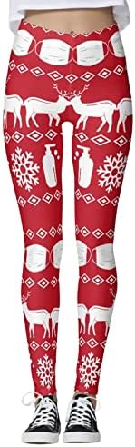 Calça de caminhada de Natal feminina Capri Boho Pontas de moletom para mulheres calças Pilates Skinny Santa Snowman Leggings